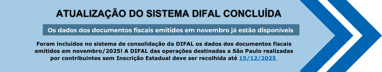 Os dados dos documentos fiscais emitidos em novambro já estão disponíveis