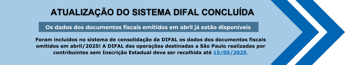 Os dados dos documentos fiscais emitidos em abril já estão disponíveis.
